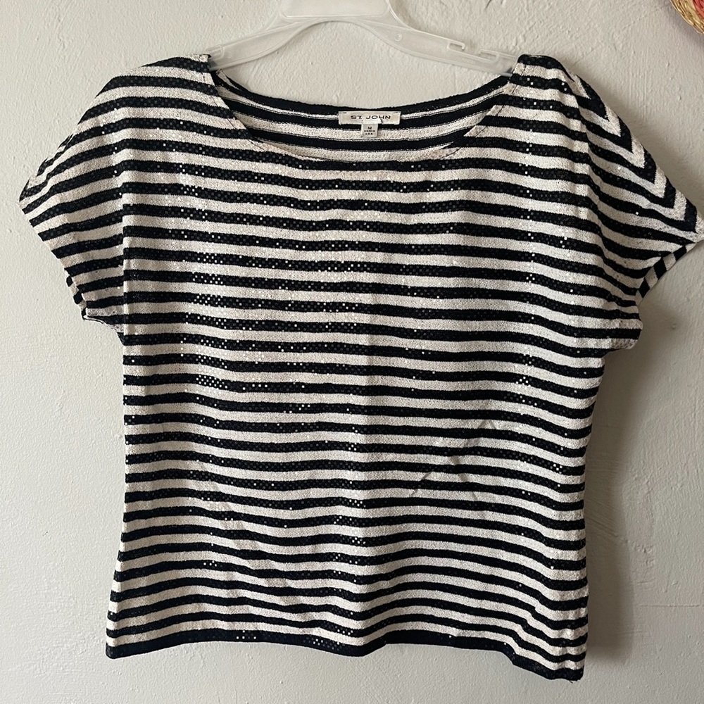 St. John black and white top